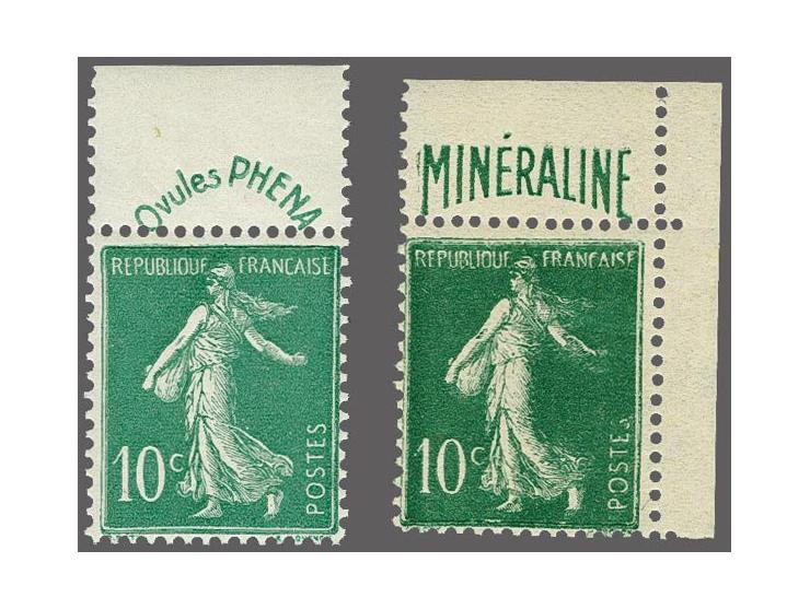 Phéna en Mineraline 10 centimes groen met hoekvelrand, cat.w. 790