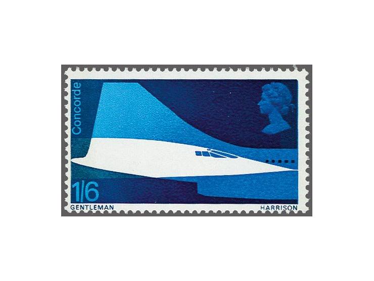 Concorde 1s.6d. with the error silver-grey omitted (Queens head appears blue instead of silver), cat.v. £ 850