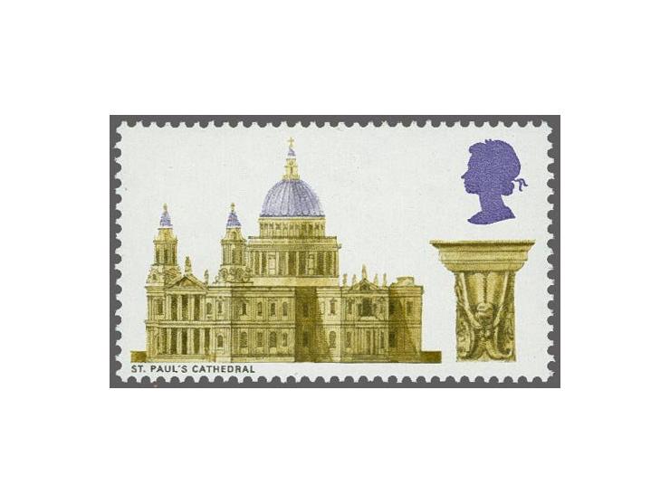 St. Paul's 9d. with the error black (value) and phosphor omitted, cat.v. £ 350