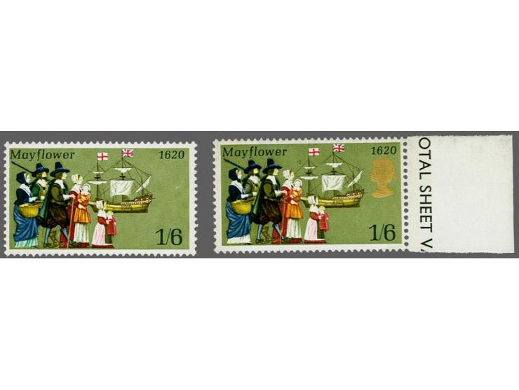 Anniversaries 1s.6d. with the errors gold (Queens head) and emerald omitted, cat.v. £ 490