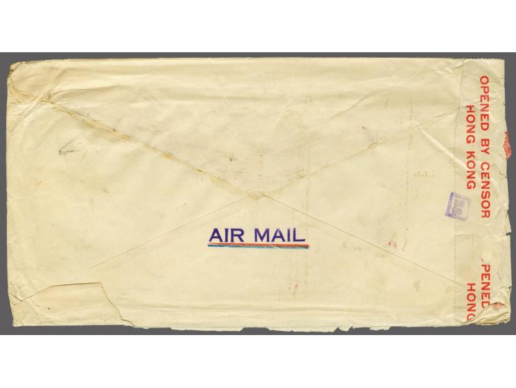 George VI, $ 5 dull lilac and scarlet and $ 10 green and violet (3x) making a $ 35 franking on Pan American Airways Clipper a