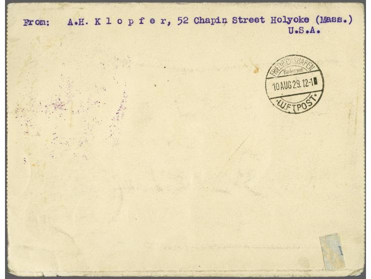 Columbian Issue 50 cents slate blue "Recall of Columbus" a.o. on philatelic cover First Round the World Flight from Holyoke (