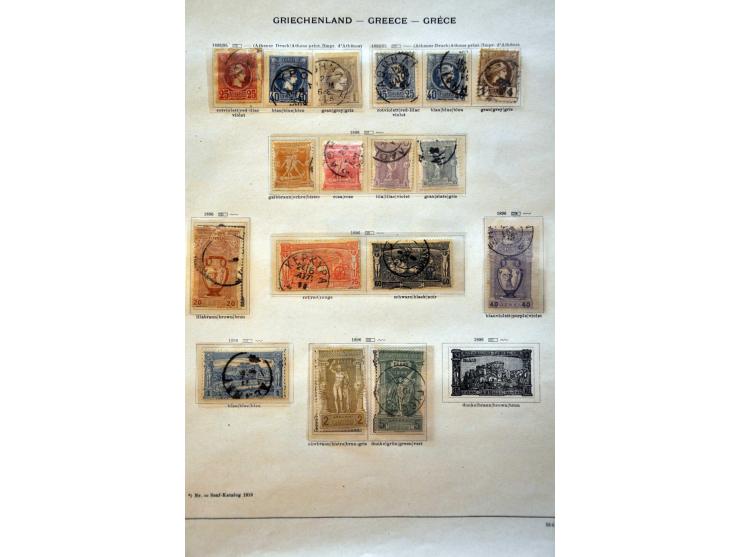 collectie 1861-1940 gestempeld met beter materiaal en Kreta op albumbladen