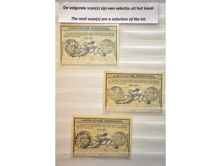 International Reply Coupons gespecialiseerde collectie (totaal 74 ex.) w.b. type Rome (11x w.b. 1e-dag 1-10-1907), Stockholm 