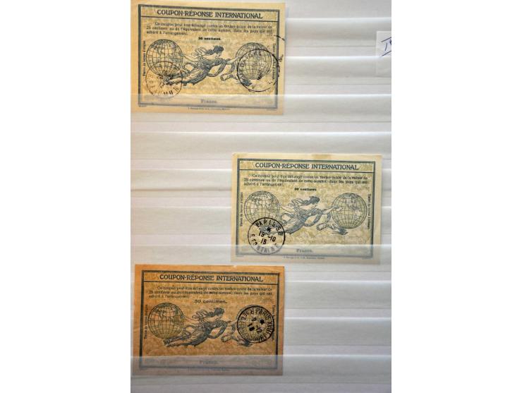 International Reply Coupons gespecialiseerde collectie (totaal 74 ex.) w.b. type Rome (11x w.b. 1e-dag 1-10-1907), Stockholm 