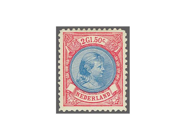 2½ gulden anilineroze en blauw tanding 11½ x 11, pracht ex., cat.w. 575