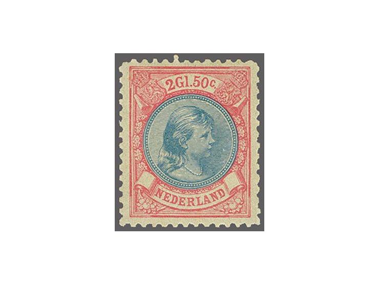 2½ gulden anilineroze en blauw tanding 11½ x 11, pracht ex., cat.w. 575