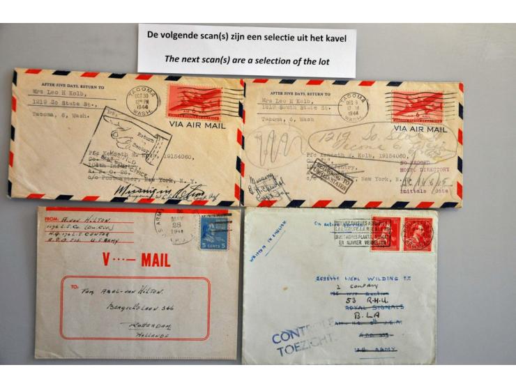 27 poststukken Amerikaanse militairen Nederland 1944-1945 w.b. returned en geschreven missing in action, naar APO 339 (Maaatr