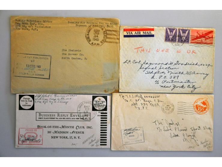 27 poststukken Amerikaanse militairen Nederland 1944-1945 w.b. returned en geschreven missing in action, naar APO 339 (Maaatr