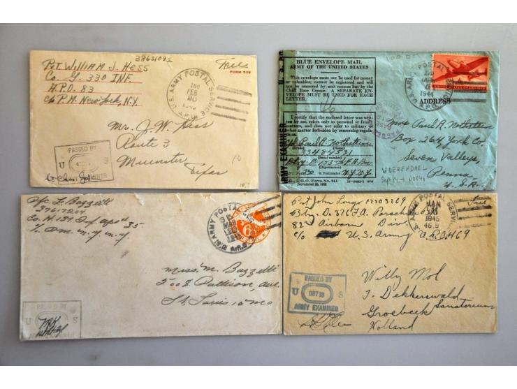 27 poststukken Amerikaanse militairen Nederland 1944-1945 w.b. returned en geschreven missing in action, naar APO 339 (Maaatr