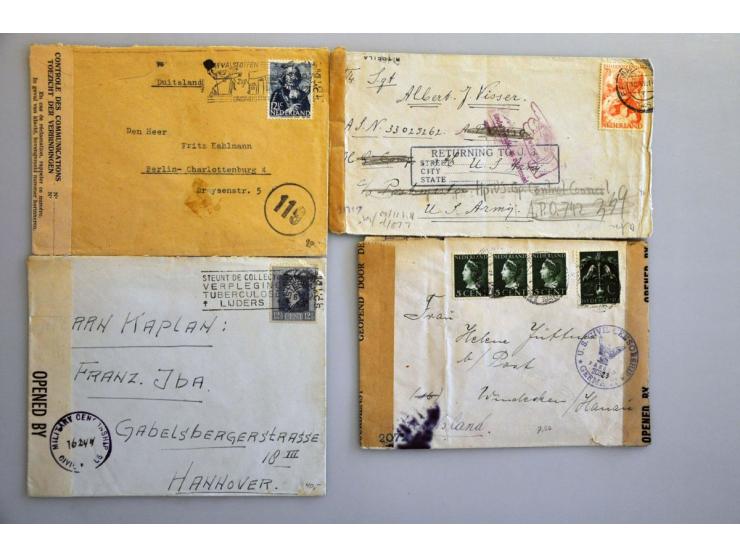 Nederland-Duitsland en vv. na bevrijding tot 1948, 275 poststukken w.b. geallieerde censuur, Fieldpost, APO, Gebühr Bezahlt, 