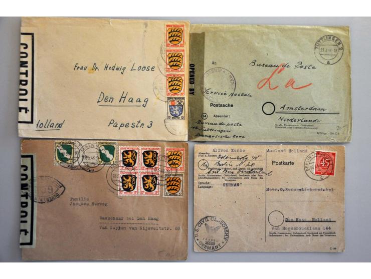 Nederland-Duitsland en vv. na bevrijding tot 1948, 275 poststukken w.b. geallieerde censuur, Fieldpost, APO, Gebühr Bezahlt, 