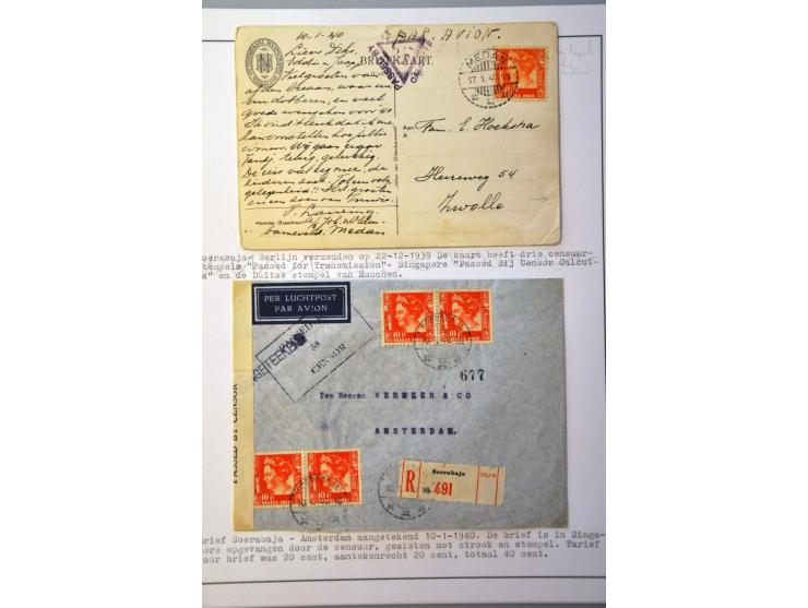 Nederlands-Indië - Nederland 1939 - jan.1941, 100 poststukken w.b. verbroken verbindingen, retour afzender, veel luchtpost me