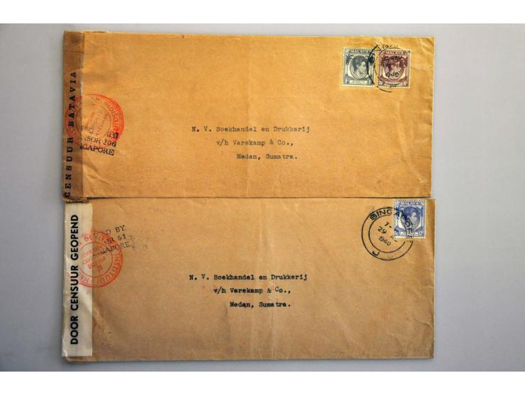 Ned.-Indië 1940-1942, 96 poststukken van/naar buitenland w.b. Duitsland, Engeland, Nederland, USA, etc, veel censuur o.a. 2 k