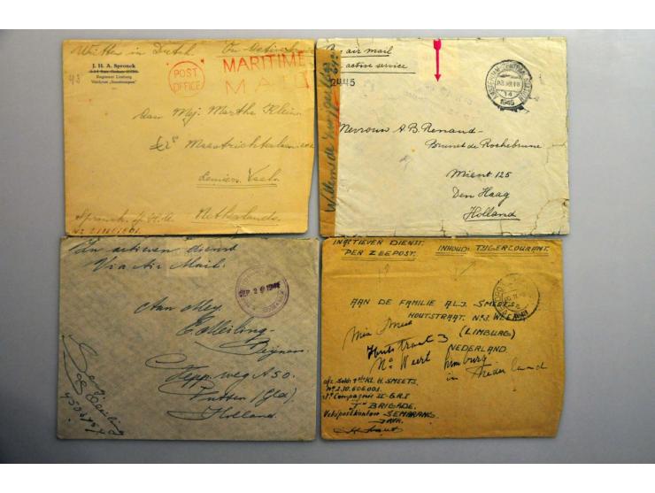 Nederlands Indië 1945-1950, 69  poststukken naar buitenland w.b. veldpost, marine, noodstempels, aangetekend en enkele uit bu