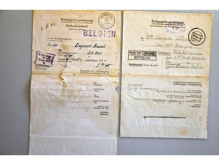 Duitsland 1940-1945, 65 poststukken krijgsgevangenen, verschillende Oflags, (w.b. envelop uit Zwitserland 1944 aan Oflag IIB 