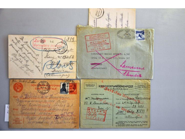 Duitsland 1940-1945, 65 poststukken krijgsgevangenen, verschillende Oflags, (w.b. envelop uit Zwitserland 1944 aan Oflag IIB 