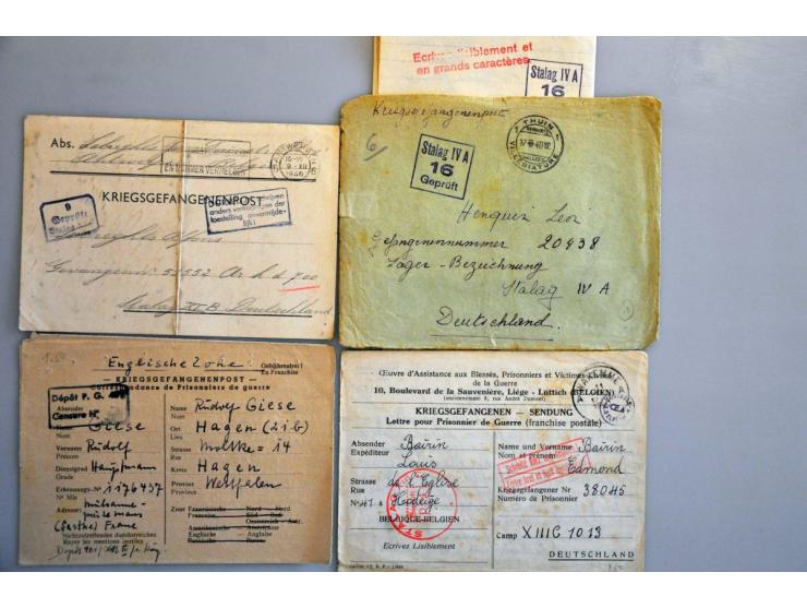 Duitsland 1940-1945, 65 poststukken krijgsgevangenen, verschillende Oflags, (w.b. envelop uit Zwitserland 1944 aan Oflag IIB 