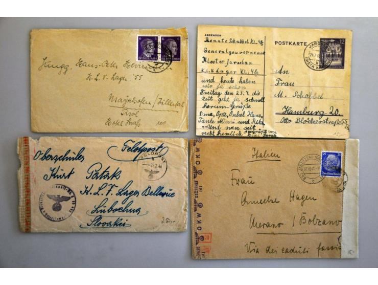 Duitsland 1940-1945, 82 poststukken met kamppost w.b. kinder KLV -Lager, Feldpost, Dienstpost, iets Frankrijk, etc. in album