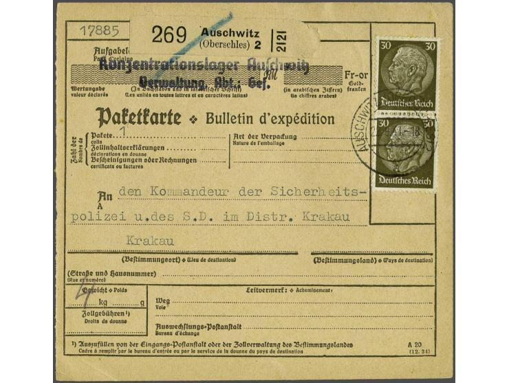 Duitsland concentratiekamp Auschwitz, Paketkarte 22.9.41 An den Kommandeur der Sicherheitspolizei u.des S.D. im Distr. Krakau