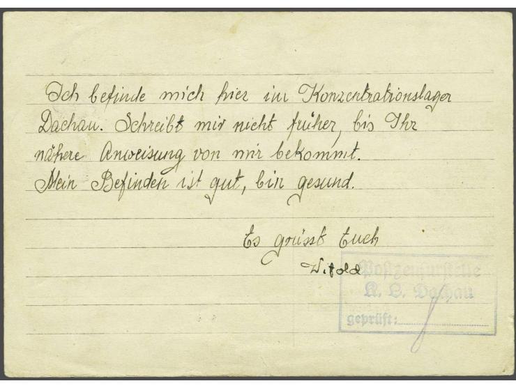 Duitsland concentratiekamp kaart Dachau (Lordahl P10) 24.6.1940 naar Posen met 6 Pf. Hindenburg, zeldzaam type, pracht ex.