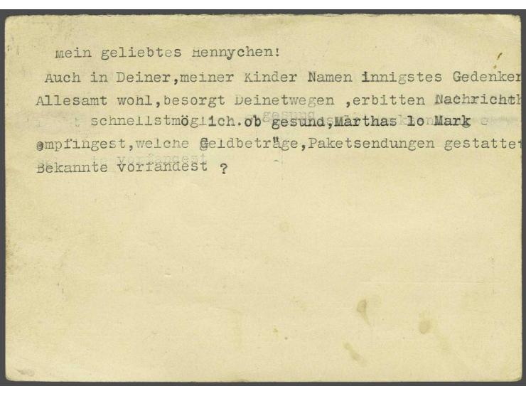 Böhmen und Mähren Theresienstadt, luchtpost dubbel briefkaart 10 øre uit Zweden (zonder antwoorddeel, bijfrankering verwijder