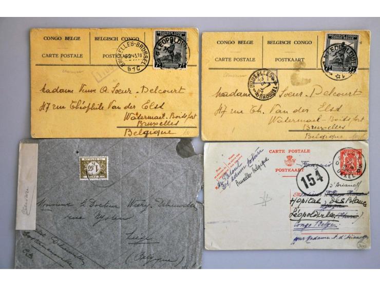 Belgisch Congo 1940-1946, 11 poststukken van/naar buitenland w.b. violet Communication interrompu BPA 10 Köln-Deutz (briefkaa