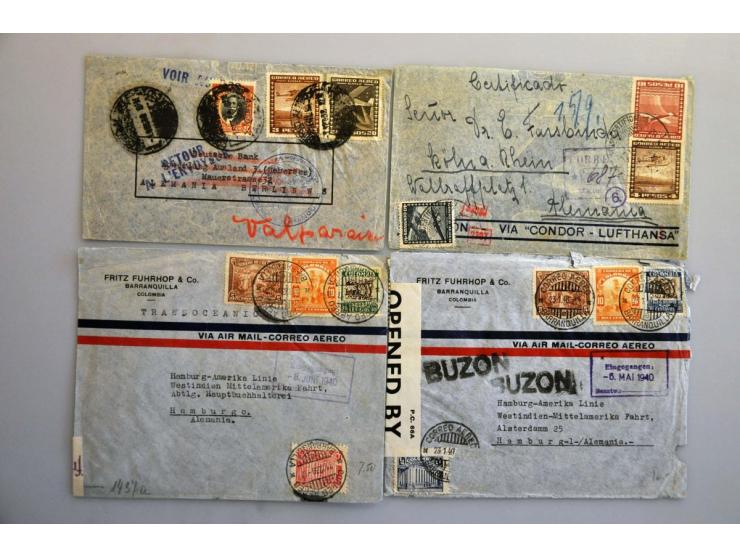 USA 1939-1947, 135 poststukken van/naar Duitsland w.b. Zurück in types op post november 1941, Kriegsgefangenenpost, POW post,