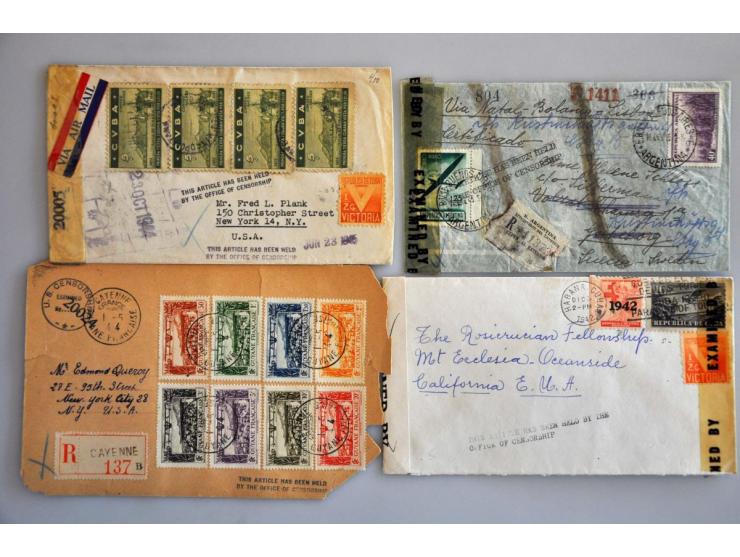 USA 1941-1946, 60 poststukken van/naar buitenland, veel APO met retourstempels, inlegvelletjes, brief naar Mexico maart 1943 