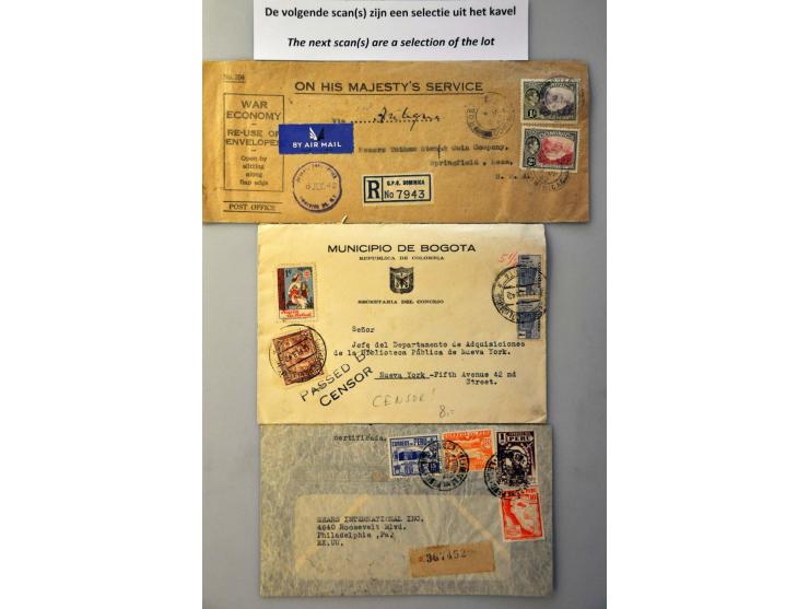 Afrikaanse landen 1939-1946, 420 poststukken van/naar buitenland met censuur w.b. luchtpost naar USA, verschillende routes, b