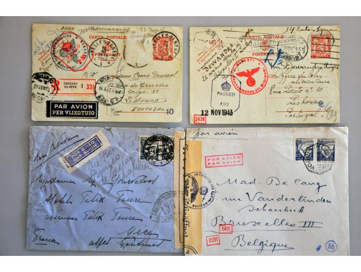 diverse landen 1940-1946, 85 poststukken met censuur (w.b. strook CENSURE F.N.G.B.), veel Engeland (w.b. undercoveradres Rive