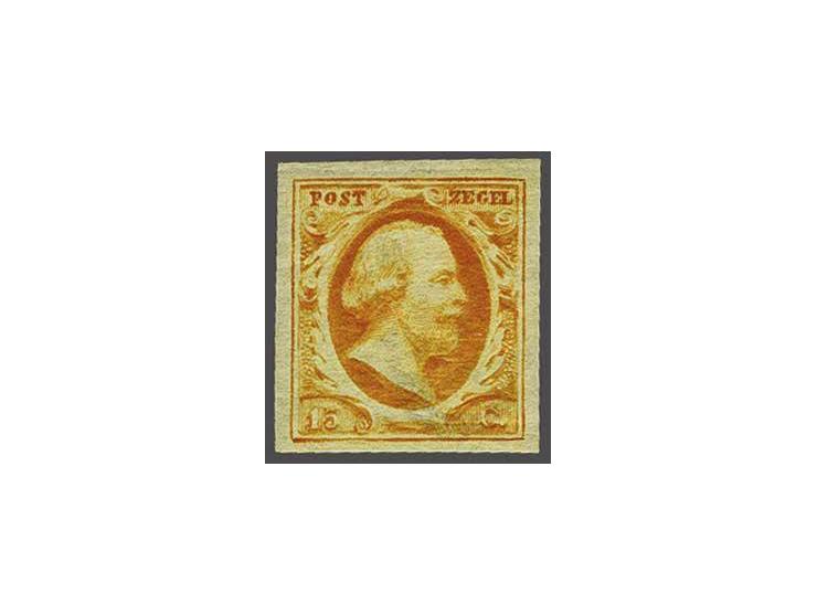15 cent donkergeeloranje pos. 2, fris pracht ex. met certificaat Vleeming 2017, cat.w. 1200