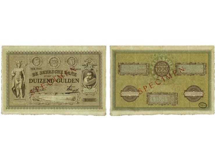 1000 Gulden 03-07-1919 (P60s/Mev. 127b/H 112C) Specimen diagonaal in rood op voor- en keerzijde met handtekening Van den Berg