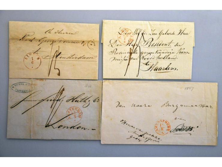 voorfilatelie, collectie van ruim 350 poststukken met rondstempels (K. nrs. 42 t/m 47) keurig beschreven in 6 Davo ringbanden