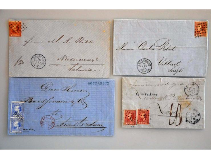 emissie 1867, collectie van ca. 60 poststukken (klein deel briefvoorzijdes) w.b. betere ex., buitenlandse bestemmingen etc. i