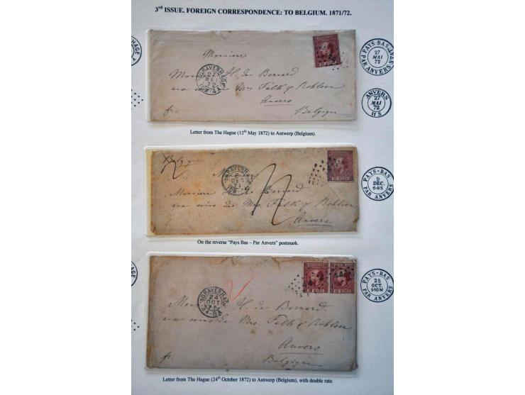 emissie 1867, collectie van ca. 60 poststukken (klein deel briefvoorzijdes) w.b. betere ex., buitenlandse bestemmingen etc. i