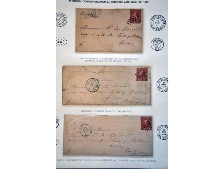emissie 1867, collectie van ca. 60 poststukken (klein deel briefvoorzijdes) w.b. betere ex., buitenlandse bestemmingen etc. i