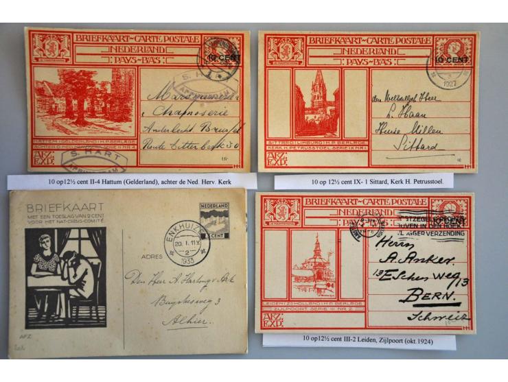 collectie enveloppen, briefkaarten w.b. geïllustreerd gebruikt en ongebruikt, verhuiskaarten gebruikt w.b. G8 (juli 1929), G2