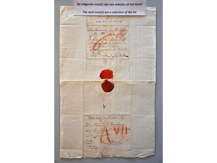 56 poststukken ca.1765-1810 w.b. tractaat UTRECHT en C.H.2ER op brief 1810, veel grensstempels w.b. 3-regelig HOLLANDE PAR HA