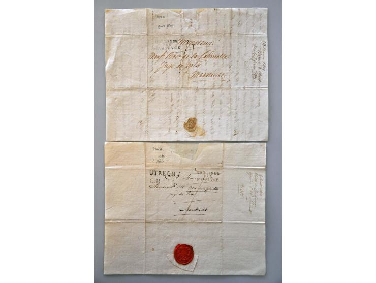 56 poststukken ca.1765-1810 w.b. tractaat UTRECHT en C.H.2ER op brief 1810, veel grensstempels w.b. 3-regelig HOLLANDE PAR HA