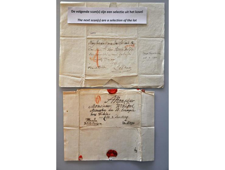 36 poststukken ca.1770-1810 (kerkelijke inhoud)  met geschreven aanduidingen als Franco Utrecht, franco Amsterdam, Franco Rot