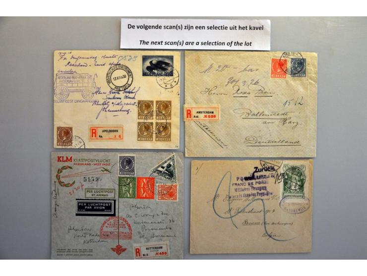 Back of the Book, collectie van ruim 60 poststukken w.b. roltanding, dienst, internering en luchtpost in ringband