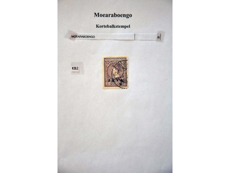 kortebalkstempels, collectie op diverse waarden en emissies w.b. veel betere kantoren o.a. Atapoepoe, Batoeroesa (2x w.b. als