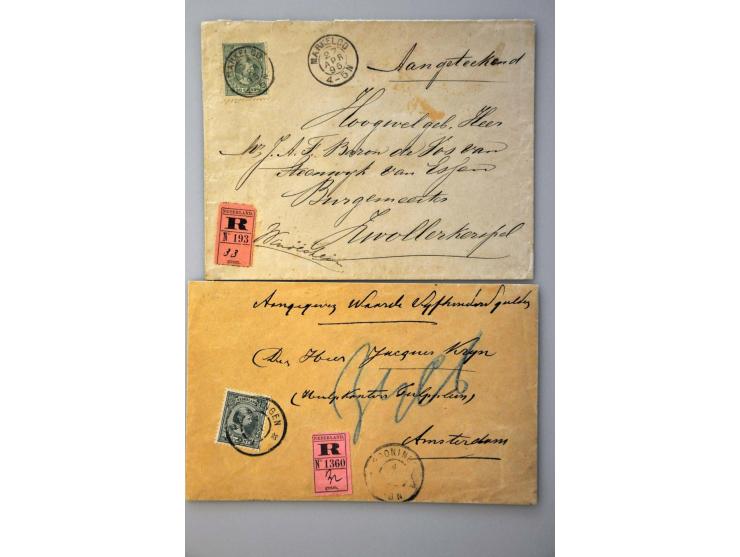 emissie Hangend Haar 10 betere post(waarde)stukken w.b. mengfrankeringen, aangetekend, stempels etc.
