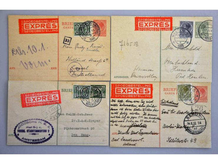 19 briefkaarten 1897-1942 met expresse-verzending w.b. 40 cent expresse met 50 cent afstandsrecht Putte-Lunteren en 40 cent R