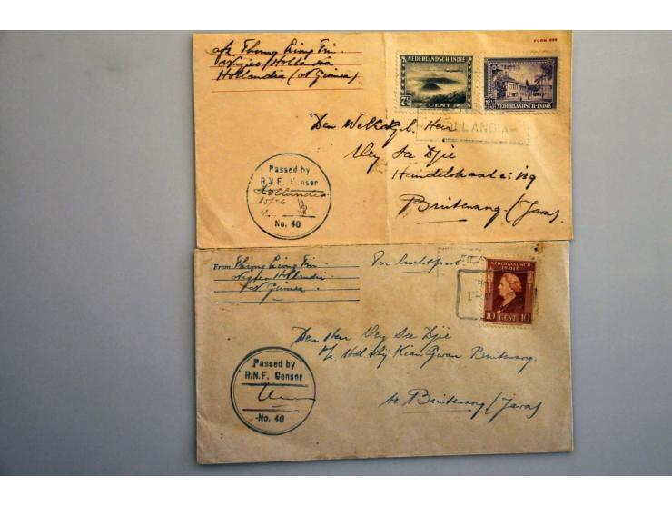 2 enveloppen Hollandia 1946 met R.N.F. censuren