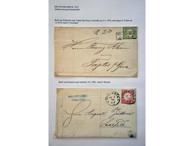 collectie 1872-ca.1921 gestempeld met veel betere ex. en series, kleurnuances (w.b. BPP keur), post- en postwaardestukken (w.