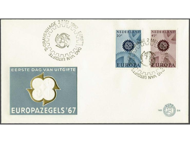 E84afb Europa zegels op fdc met weggevallen donkerbruin, onbeschreven pracht ex., cat. w. 180+