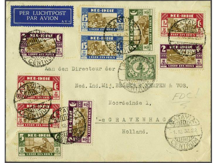 Leger des Heils 2 series op luchtpost envelop met 1e-dagstempel Batavia centrum 1-12-1932, fris pracht ex., cat.w. 350+