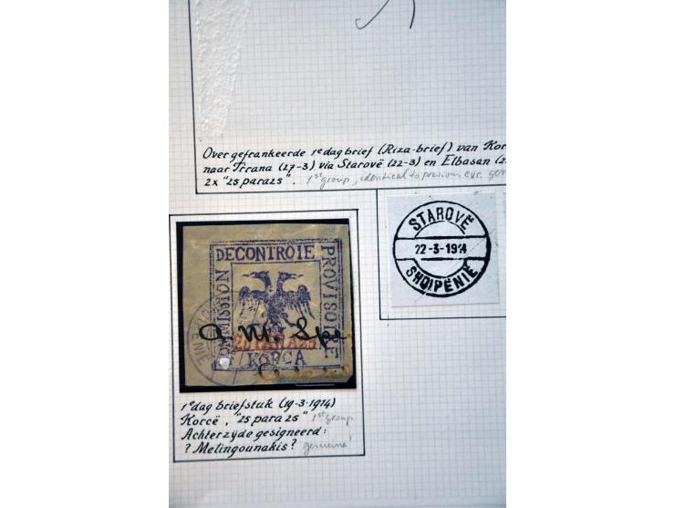 Provisional Issue Korce. Collection with a.o. 3 covers including FDC 19-3-1914 and 1 send to Greece (signed Dr. Peters AIEP),